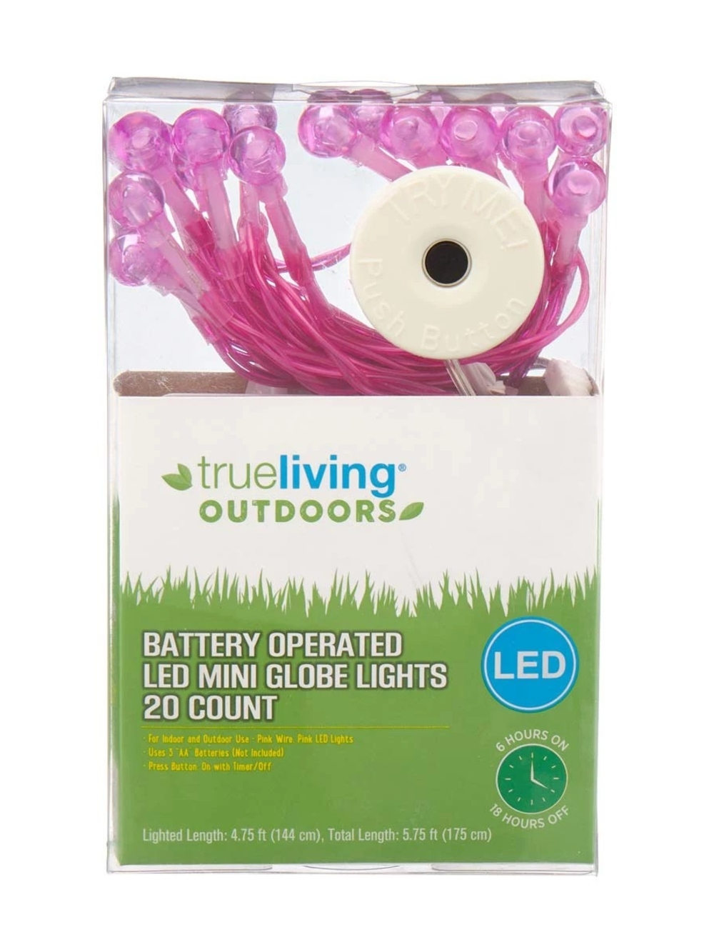 True Living Outdoors Pink LED Mini Globe String Lights - 20 Count